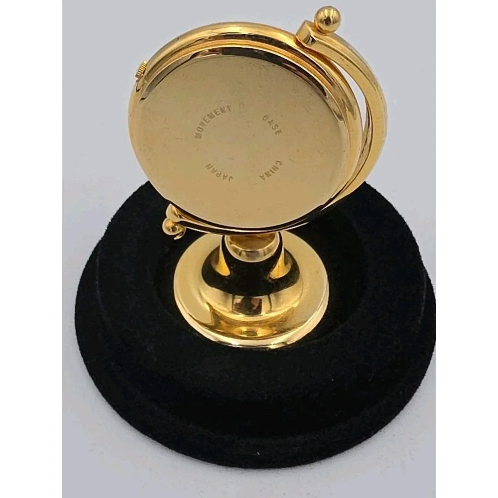 Chass Small Solid Brass Desk Clock Japan Movement Globe Style 3